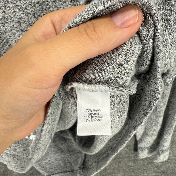 Maurices Sweater Pullover Women S Small Gray Striped Sequin Knit Long Sleeve - Picture 4 of 7